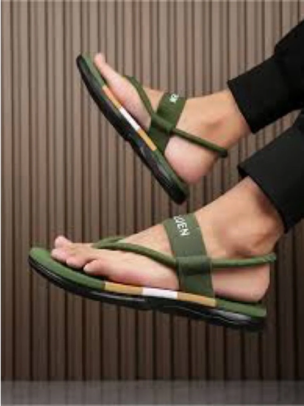 Loulven Men Green Orange White Adventure Sandals